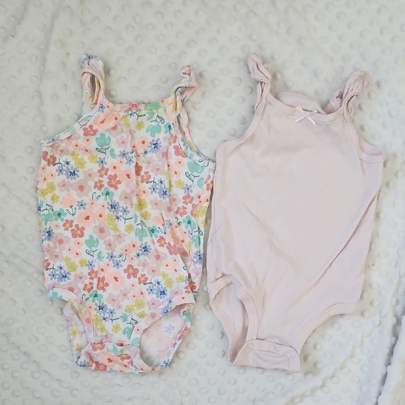 Carter's Other - Carter's Pastel Floral & Light Pink Cotton Baby One-Piece Bodysuits